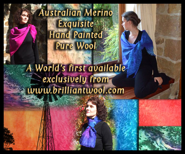 pure wool painted Scarves and Shawls