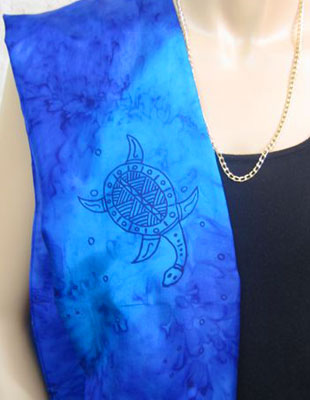 Silk Shawls painted over Blue Water Dreaming Aboriginal designs
