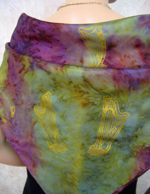 Square Silk Scarves painted over Harp designs