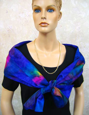 Long Silk Scarves painted in brilliant opal colours