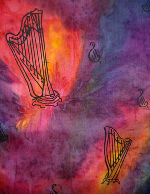 Long Silk Scarves painted over Harp designs