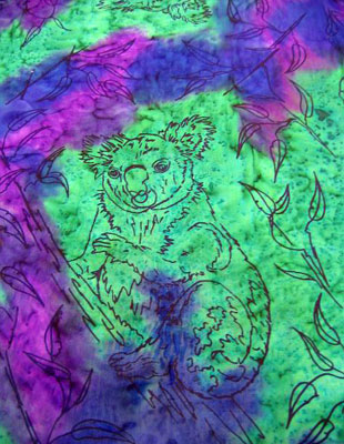 Long Silk Scarves painted over Australian Koala designs