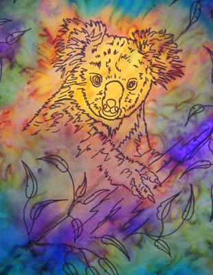 Square Silk Scarves painted over Australian Koala designs