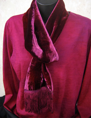 Deep pile, hand painted velvet fringed shawls