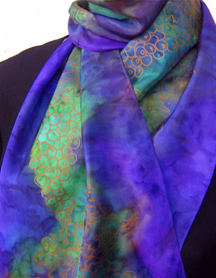 Long Silk Scarves painted over Vineyard Art designs